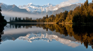 Lake Matheson reflections of Mount Cook - Fox Glacier
