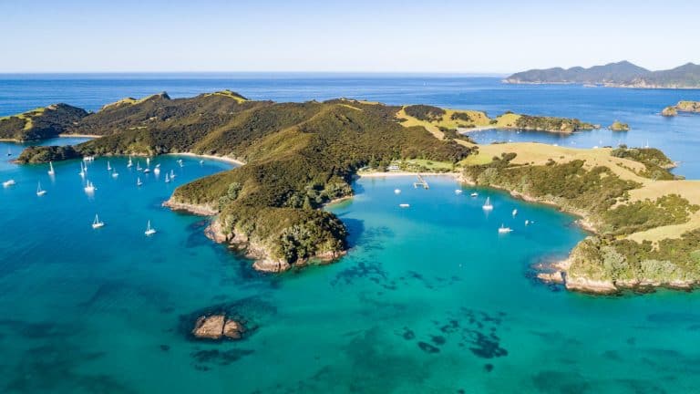 Otehei Bay day trips to Urupukapuka Island Bay of Islands | Must Do New Zealand aerial image of otehei bay on Urupukapuka Island Bay of Islands
