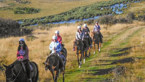 riders on horse trek ib Te Anau, Fiordland