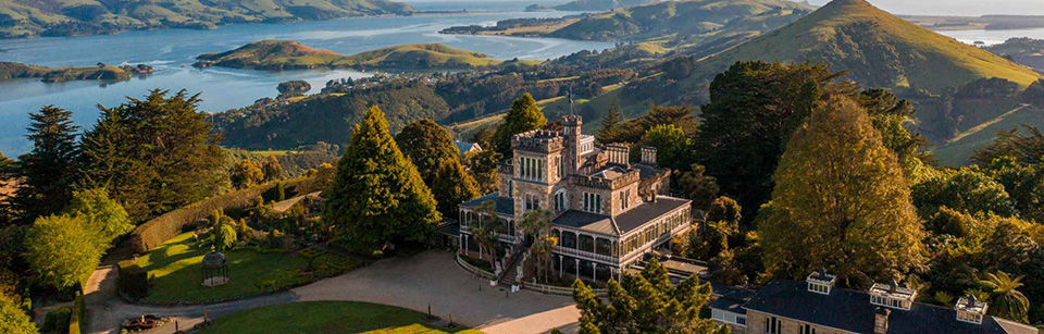 aerial view of Larnach Castle Dunedin