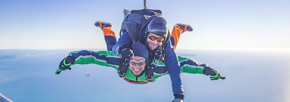 Tandem skydiving over Tauranga