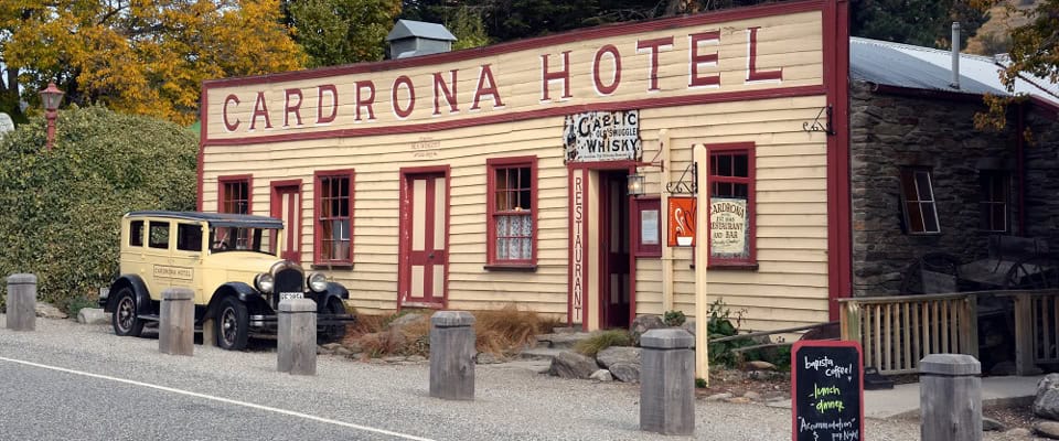 Historic Cardrona Hotel façade on Cardrona Valley Road