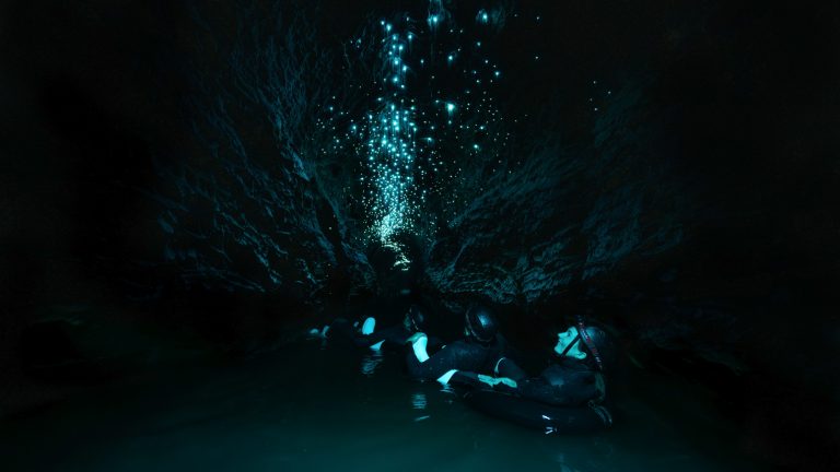 Waitomo glowworm cave tubing at Okohua Cave