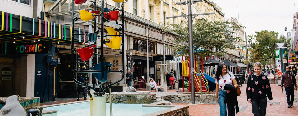 Water bucket fountain in Cuba Street Wellinmgton